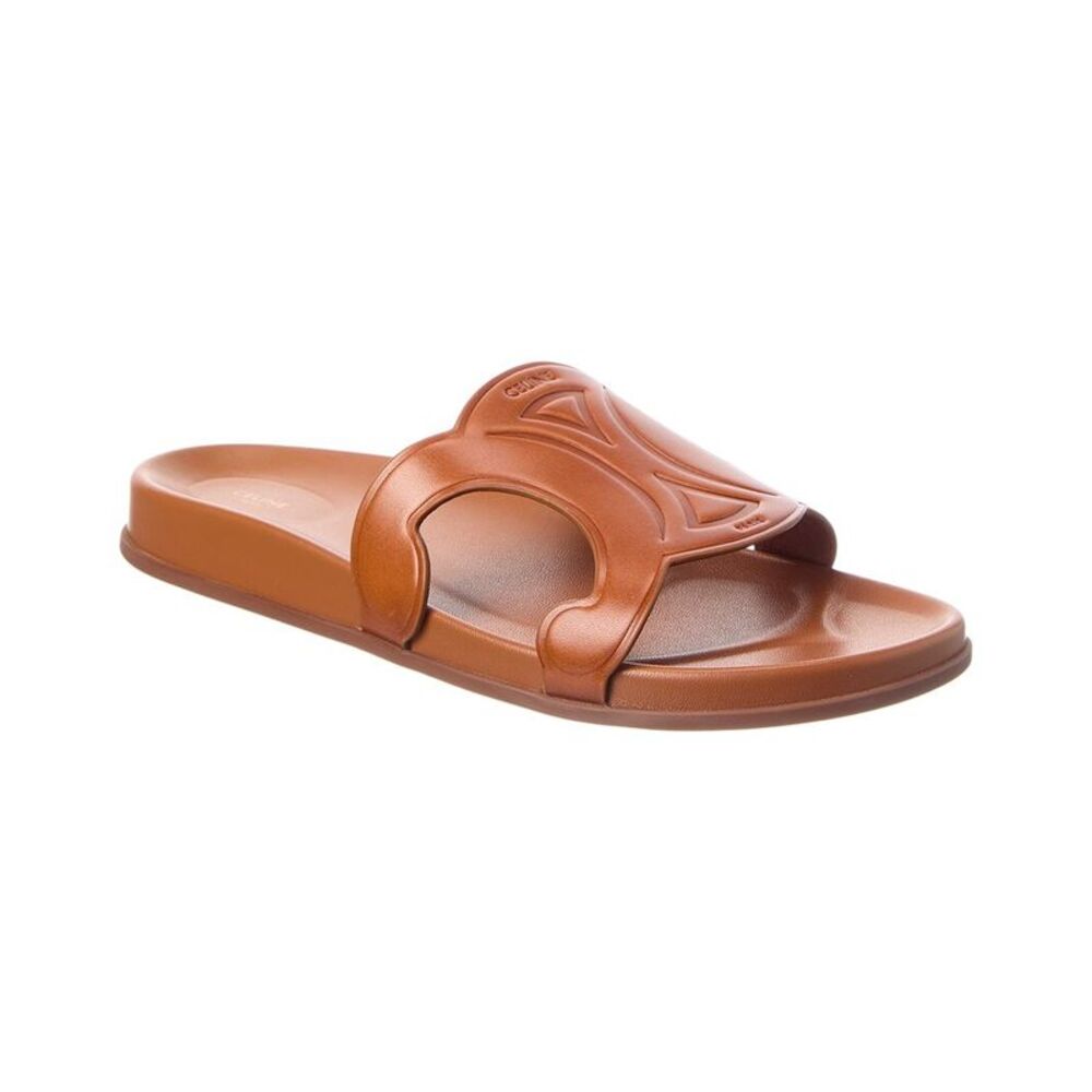 Celine Troimphe Leather Sandal, Brown
